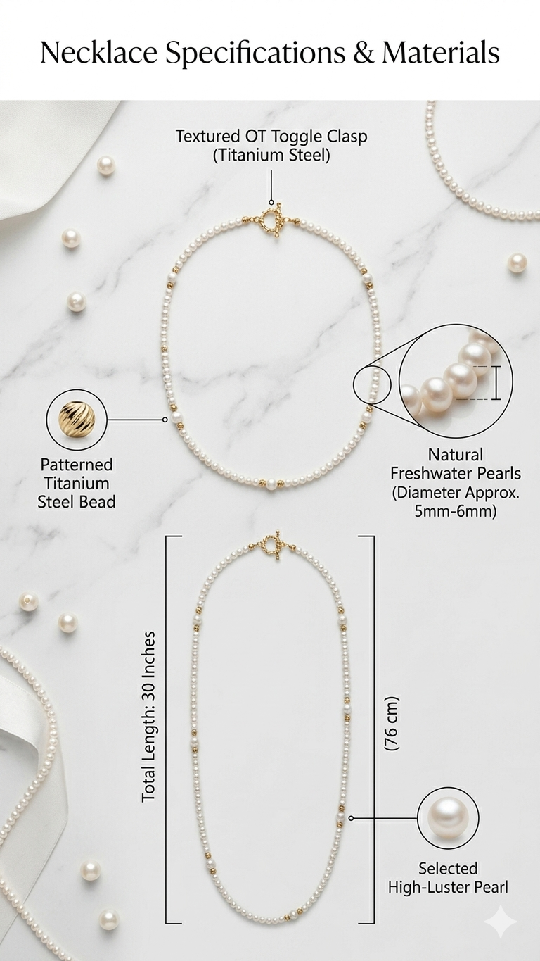 Aurelia Pearl Opera Necklace – Handcrafted Multi-Way Long Pearl Necklace with Textured Gold Accents