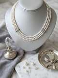 Genevieve Three-Strand Handcrafted Natural Freshwater Pearl Choker NecklaceOption