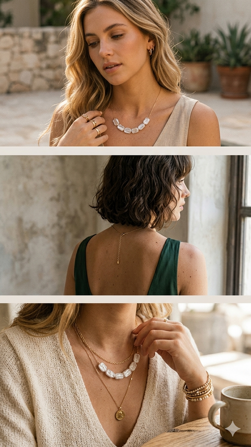 "Ethereal Ripples" Hand-Crafted Baroque Pearl Minimalist Necklace