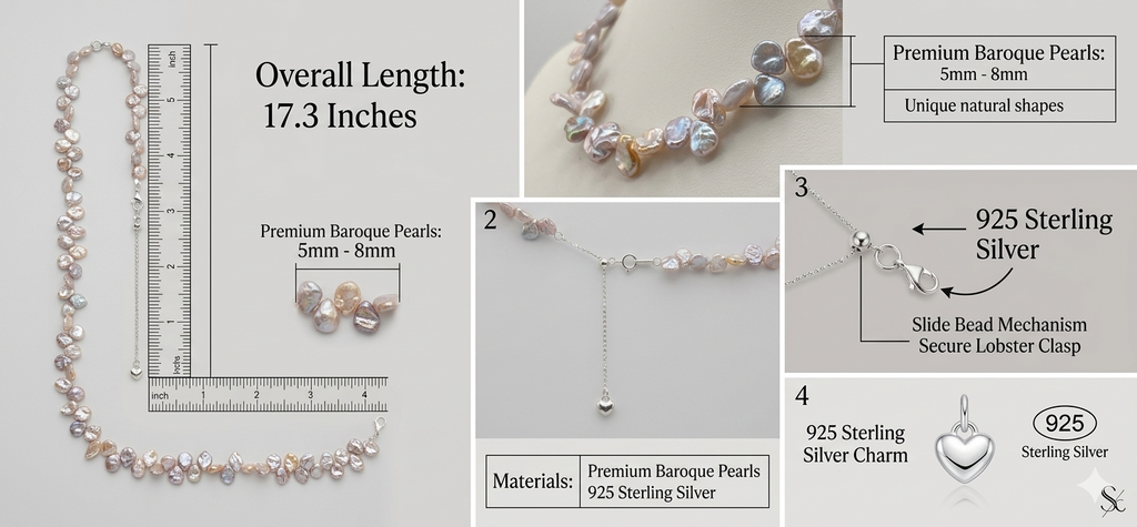 Luminous Baroque Pearl Statement Necklace – Handcrafted Irregular Freshwater Pearls