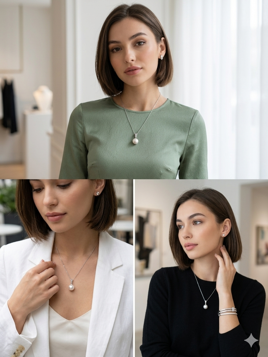 The Seraphina - Handmade Minimalist White Pearl Pendant NecklaceThe