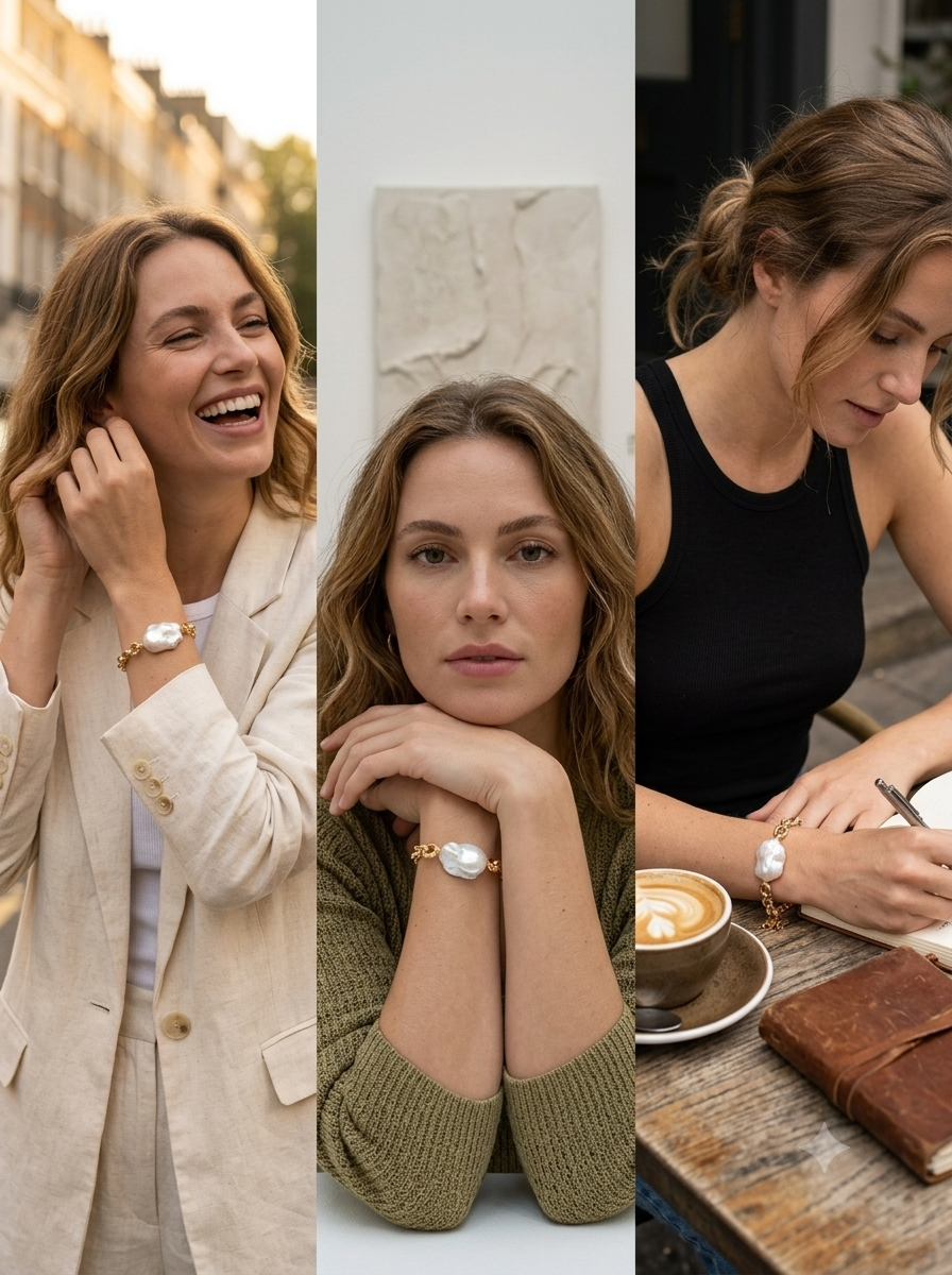 Anchored Lustre Handcrafted Statement Pearl Bracelet