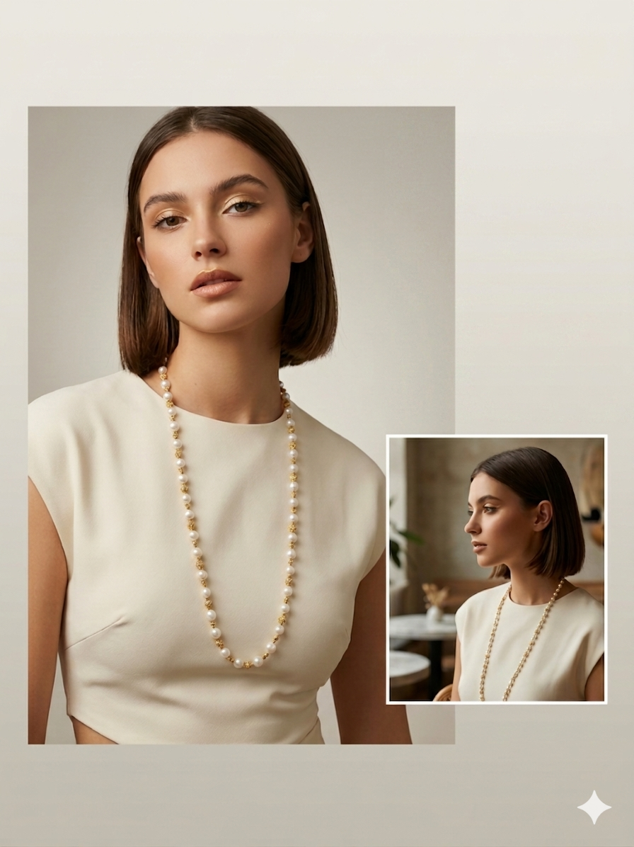 French Vintage Luxury: Handmade Double-Strand Pearl Choker | YI+ jewelry