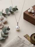 The Seraphina - Handmade Minimalist White Pearl Pendant NecklaceThe