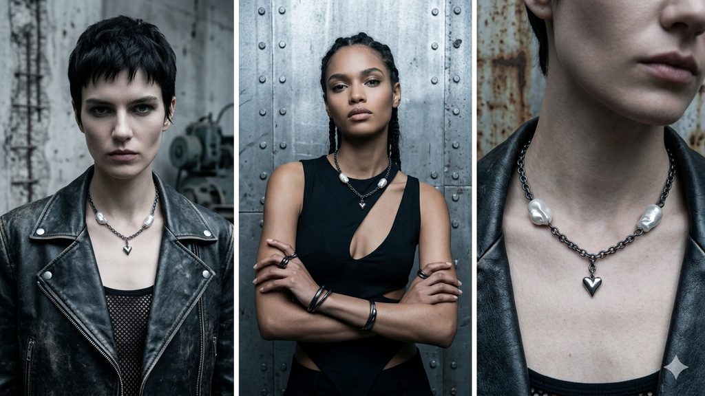 Handcrafted Baroque Pearl & Industrial Chain Choker