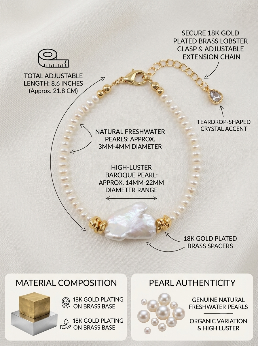Handmade Silver Ribbon Bow Pearl Bracelet – Natural Baroque Tone Freshwater Pearls