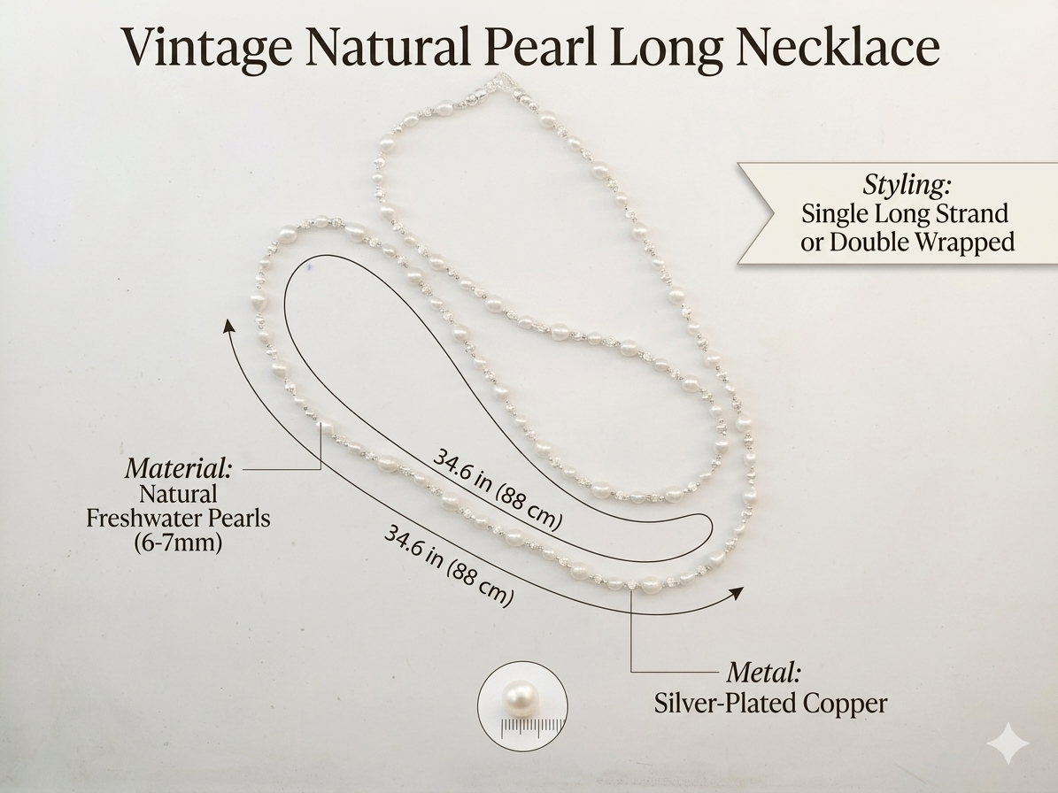 "Moonlit Echo" Hand-Linked Pearl Necklace