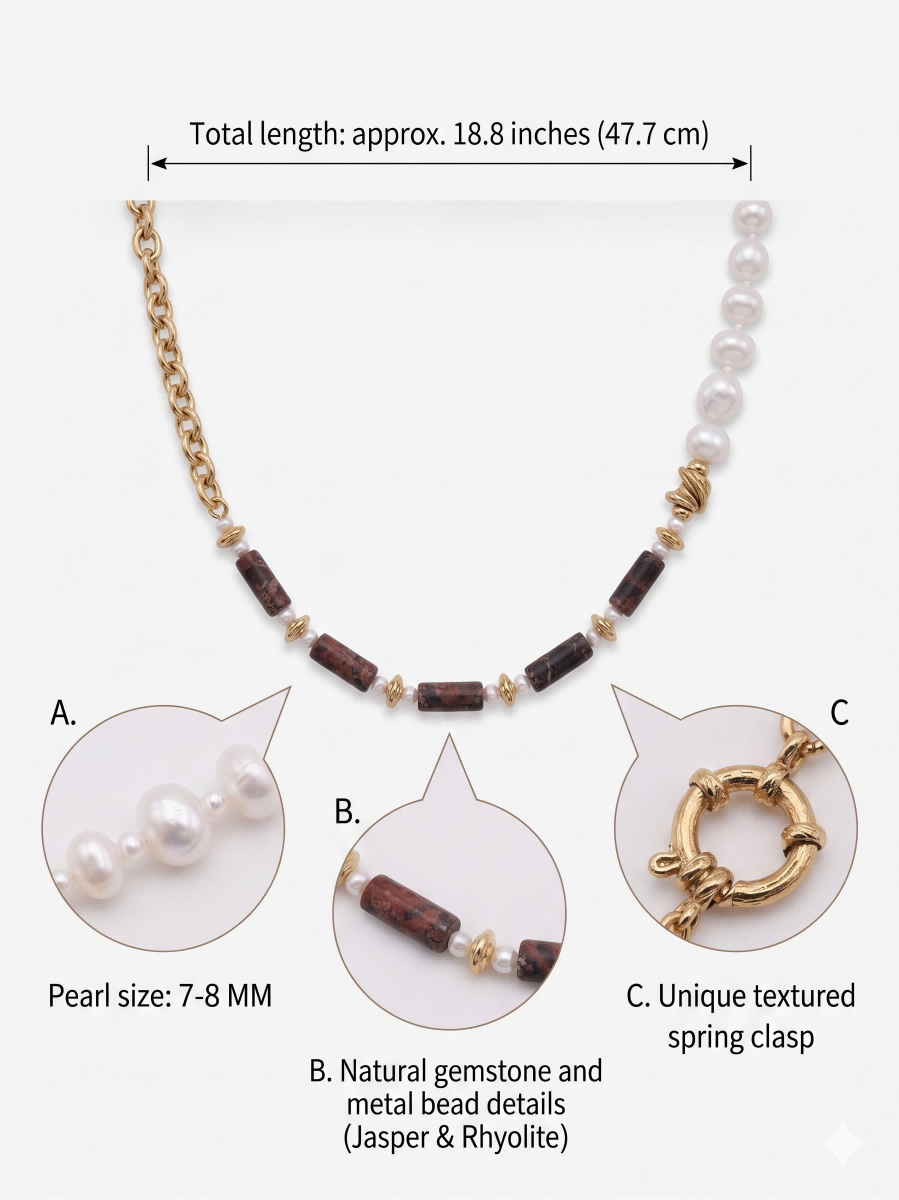 Echoes of Earth Handcrafted Baroque Pearl & Asymmetric Chain Necklace