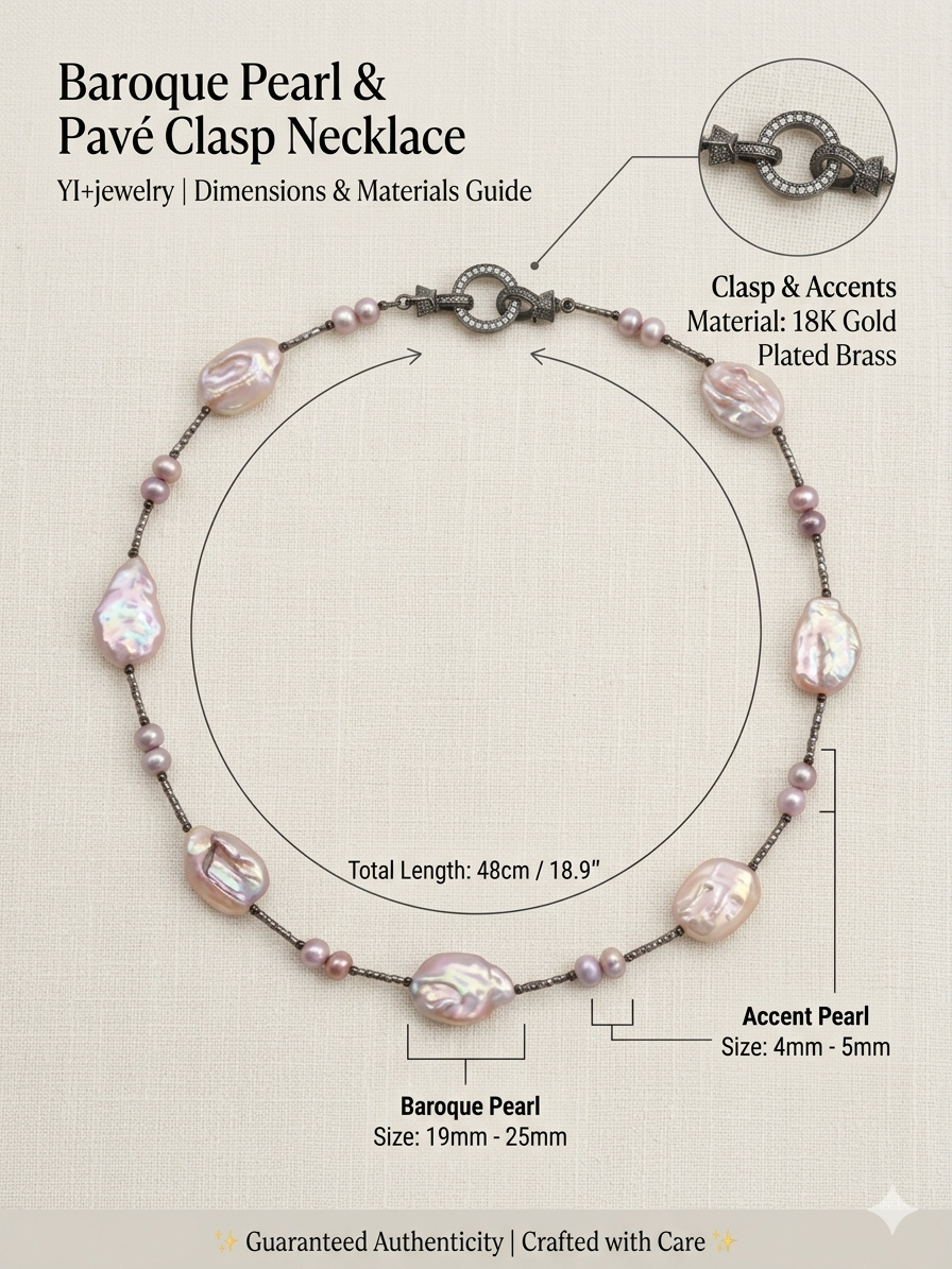 Cosmic Luster: Handmade Natural Baroque Pearl Choker / Necklace | YI+ jewelry